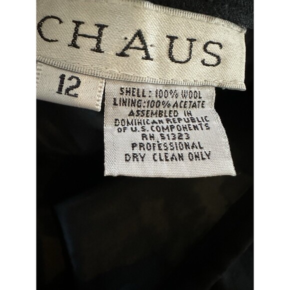 Vintage CHAUS Skirt Black Lined Straight MIDI‎ 100% Wool Buttons Size 12 - Picture 7 of 8